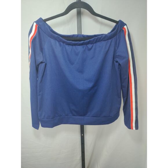 Fashion Nova Off The Shoulder Striped Sleeves Top, Size L - Picture 1 of 16